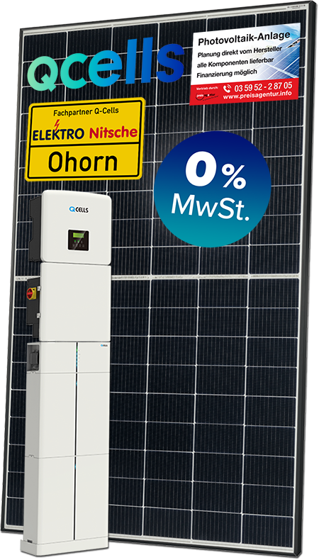 Q-Cells PV Modul QPEAK DUO M-G11S mit Hinweisstickern